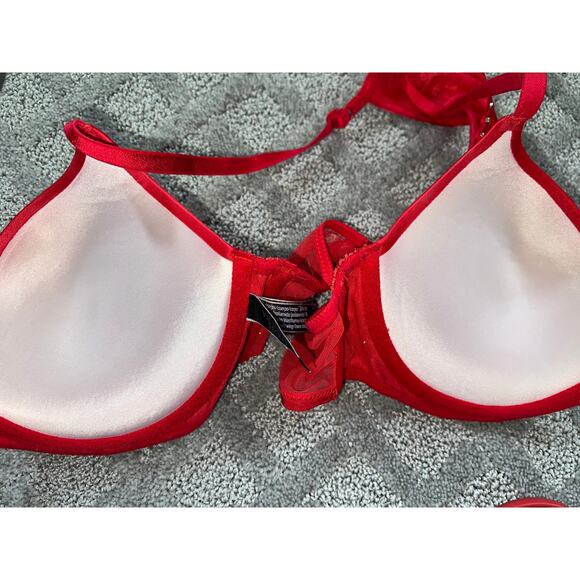 36B Victoria's Secret Bra Very Sexy Padded Push Up Red Satin Valentine's Day - Picture 6 of 8